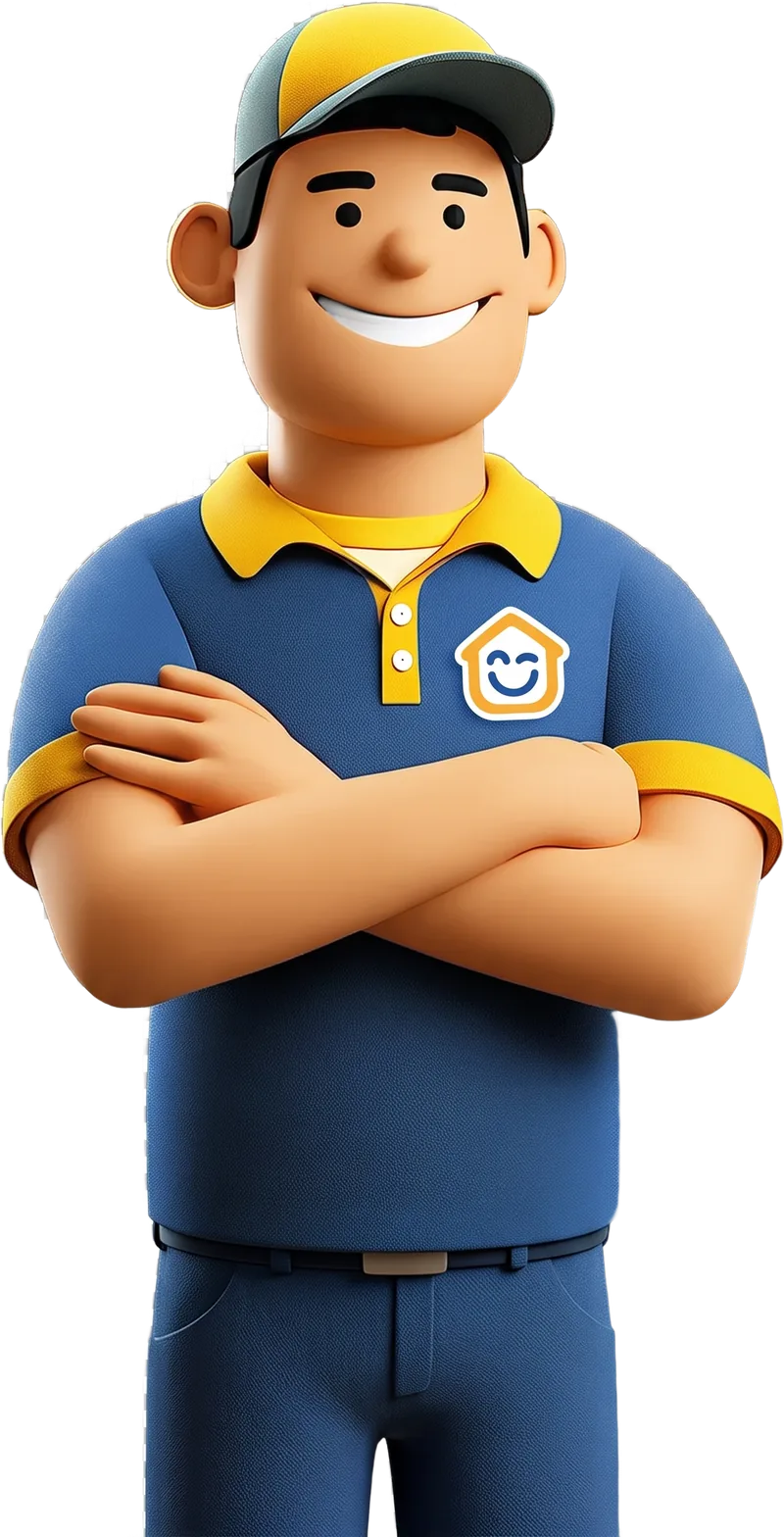 A friendly My Happy Home technician with arms crossed, wearing the branded uniform